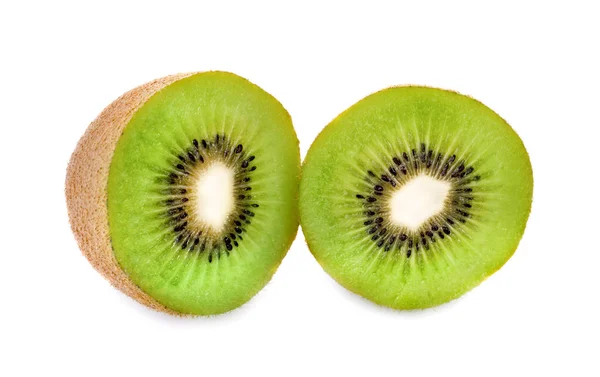 Coapte Fructe Întregi Kiwi Jumătate Kiwi Fructe Izolate Fundal Alb — Fotografie, imagine de stoc