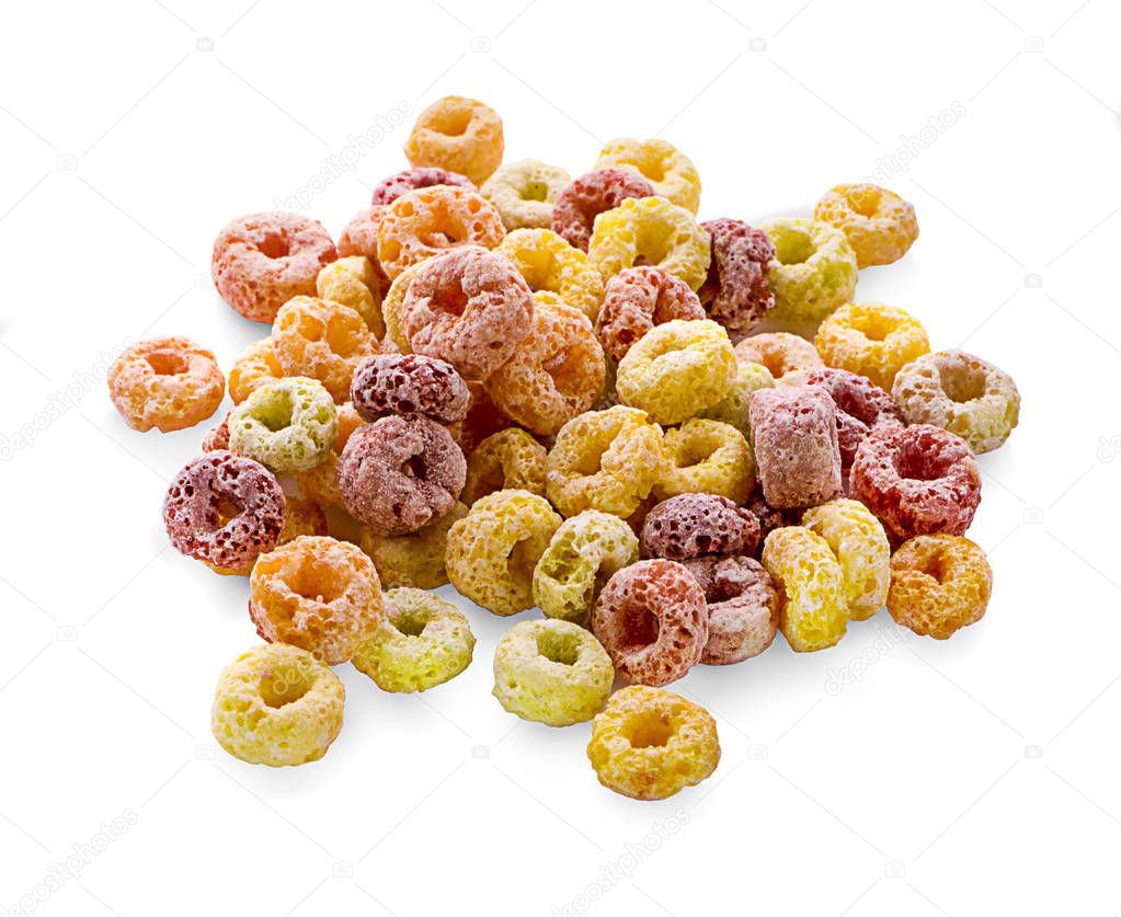 the colorful cereal rings in bowl