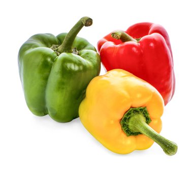 Beyaz arka plan üzerinde izole kırmızı ve sarı biber