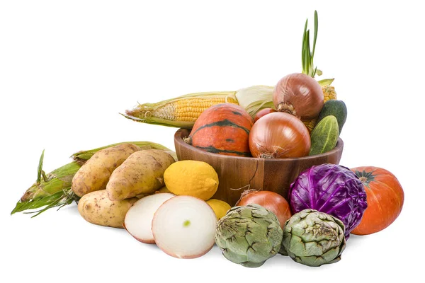 Montón de verduras frescas aisladas en blanco —  Fotos de Stock