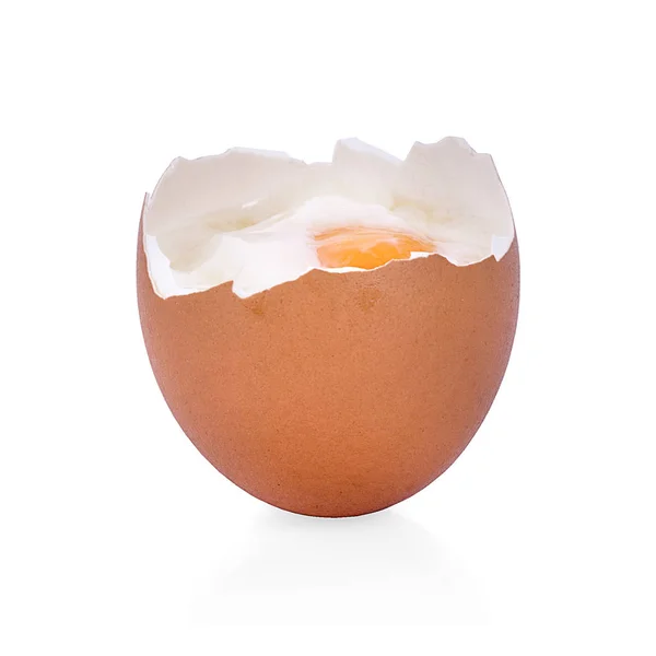 Lekko gotowane jajko, na białym tle — Zdjęcie stockowe