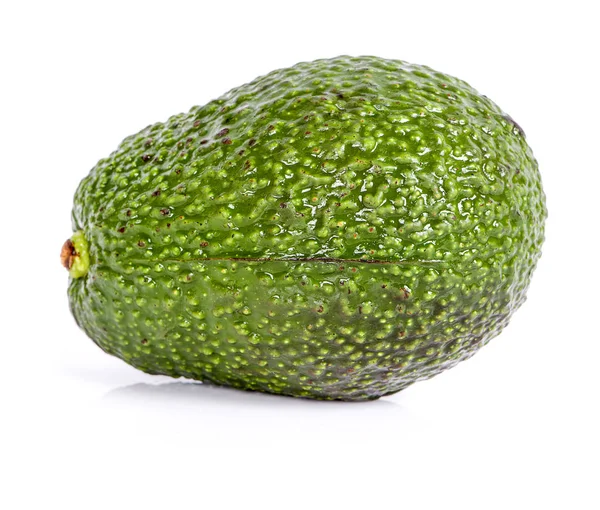 Avocado met avocado blad geïsoleerd op een witte achtergrond — Stockfoto