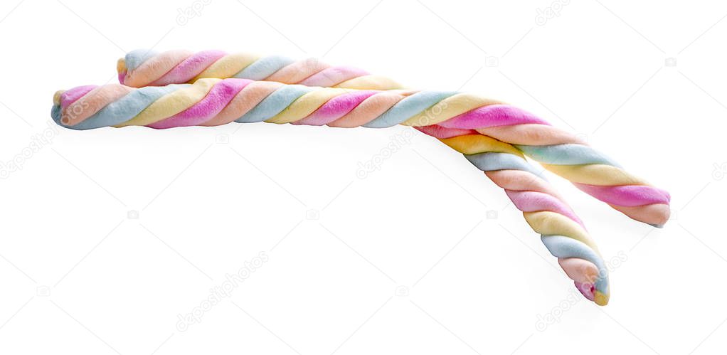 colorful marshmallows candy isolated on white background 