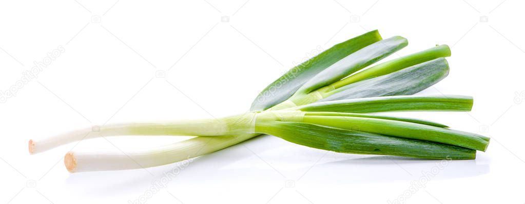 Chopped green onion isolated on white background top view
