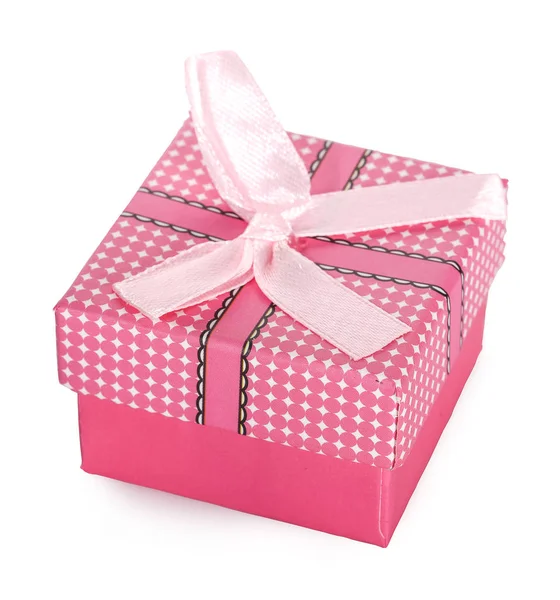 Caixa de presente aberta rosa isolada no fundo branco — Fotografia de Stock