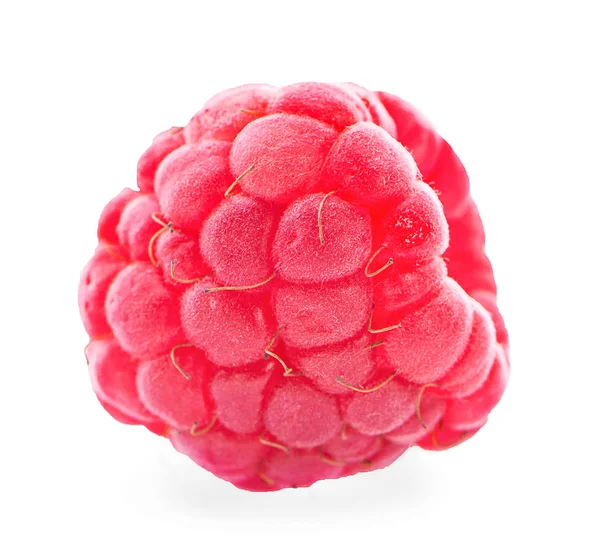 Fresh raspberry with leaves closeup isolated on white background — Stock Photo, Image