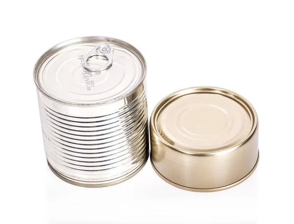 Empty tin cans on white background — Stock Photo, Image