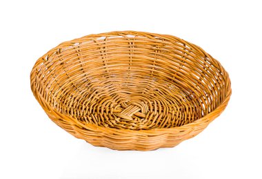 Beyaz arkaplanda izole edilmiş vintage dokuma sepeti