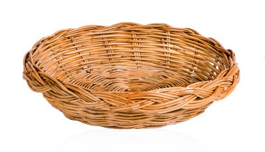 hasır sepet, üzerinde beyaz izole 