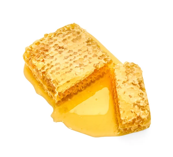 Gul Honeycomb skiva närbild isolerad på vit bakgrund — Stockfoto
