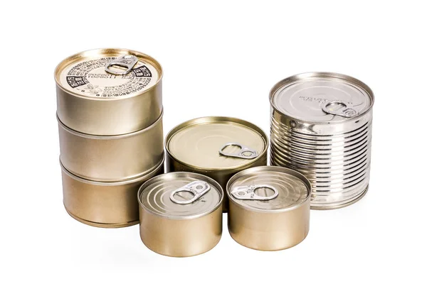 Metal cans, round side isolate with a white background Stock Picture