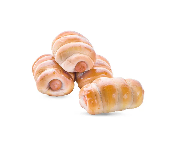 Sausage Bread White Background — Stock Photo, Image