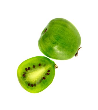 Mini kiwiberry beyaz arkaplan üst görünümünde izole