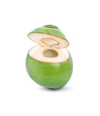 su damlası yeşil hindistan cevizi beyaz sırtüstü izole edilmiş