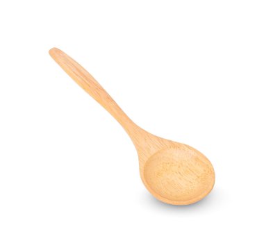 Tahta kaşık beyaz arkaplanda izole edildi