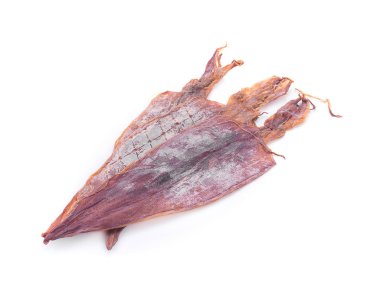 Kurutulmuş mürekkep balığı beyaz arkaplanda izole edildi