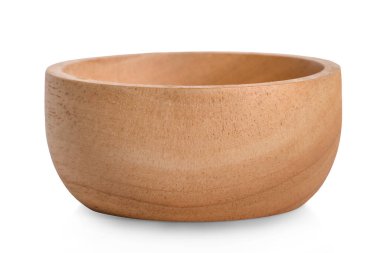 Tahta kase beyaz arka planda izole edilmiş.