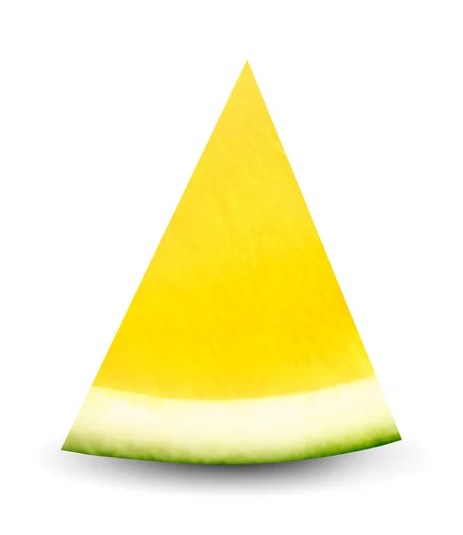 Жовтий Шматочок Кавуна Ізольовано Білому Тлі — стокове фото