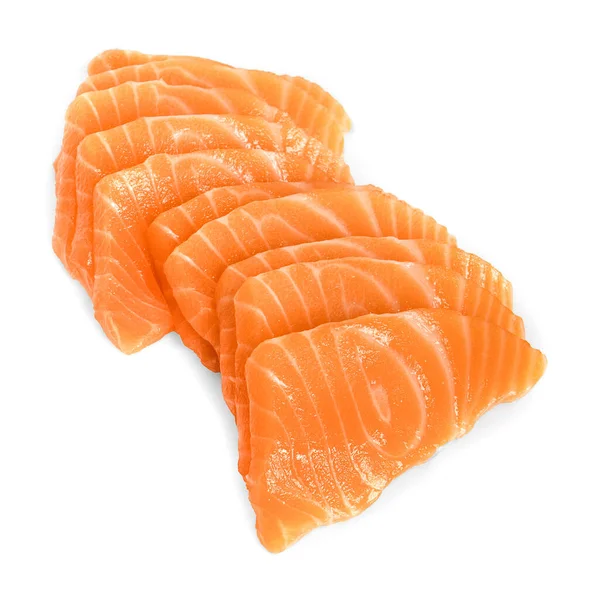 Zalm Sashimi Plak Geïsoleerd Witte Achtergrond — Stockfoto