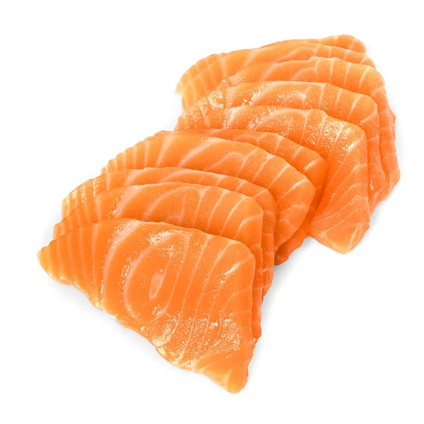 Lachs Sashimi Scheibe Isoliert Auf Weißem Hintergrund — Stockfoto