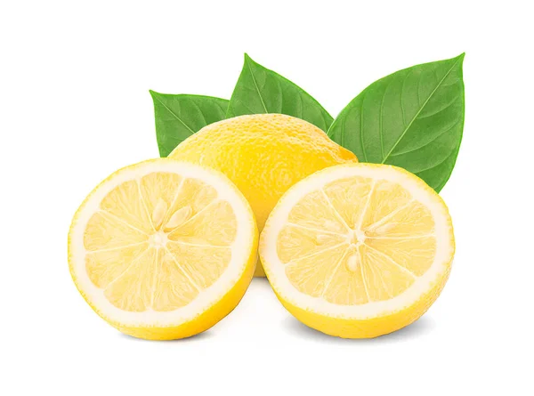 Gelbe Frische Zitrone Isoliert Auf Weißem Hintergrund — Stockfoto