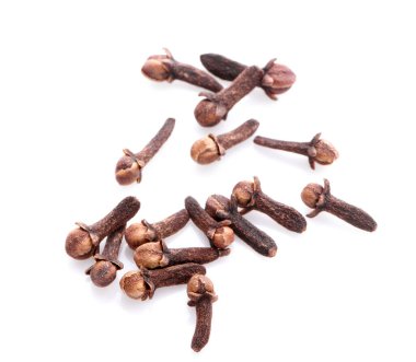 beyaz arkaplanda soyutlanmış bir karanfil