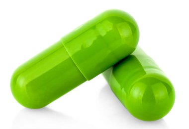 Beyaz arka grupta izole kapsüller