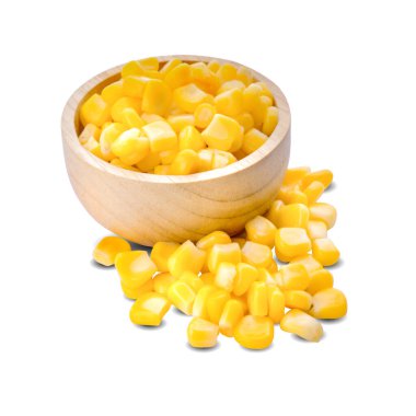 Beyaz arka planda konserve mısır 