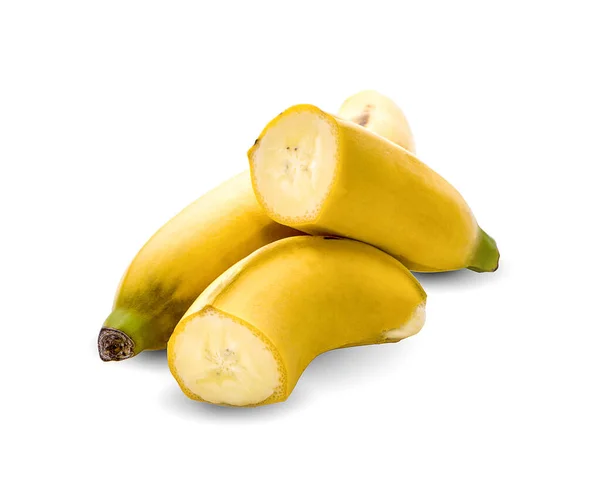 Banane Avec Tranches Banane Isolée Sur Fond Blanc — Photo