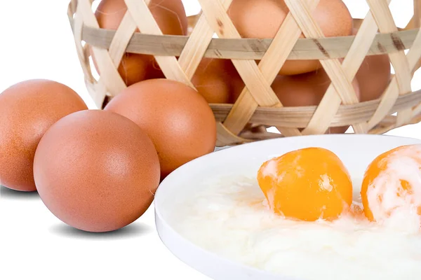 Onsen Yumurtaları Maden Suyu Yumurtası Beyaz Arka Planda Izole Edilmiş — Stok fotoğraf