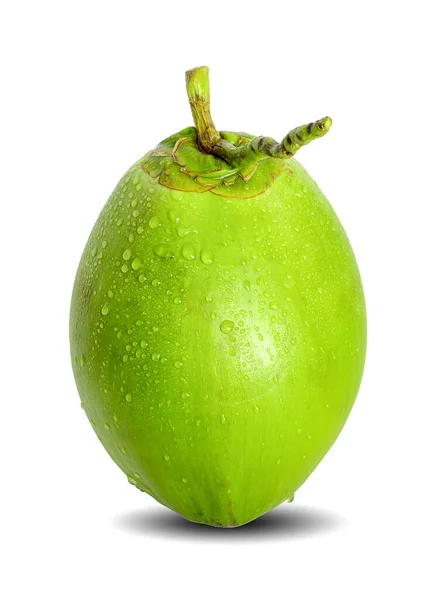 배경에 분리되어 초록빛 코코넛 — 스톡 사진