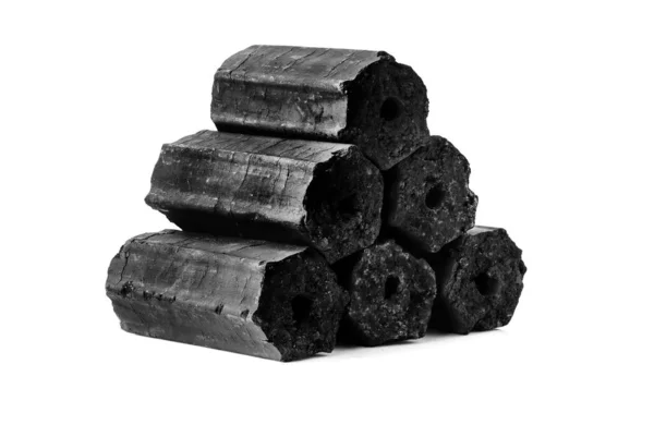 Natural Wood Charcoal Isolated White Non Smoke Odorless Charcoal — Stock Photo, Image