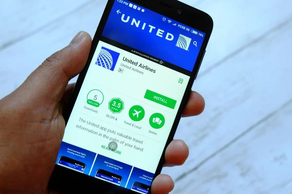 Bandar Seri Begawan Brunei Temmuz 2018 United Airlines Apps Ile — Stok fotoğraf