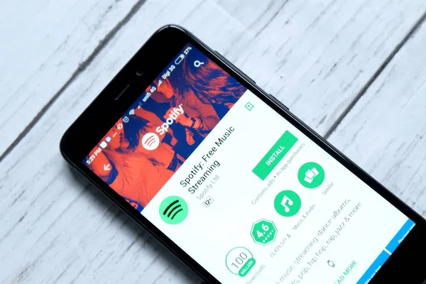 Kuala Lumpur Malasia Enero 2018 Aplicación Spotify Android Play Store — Foto de Stock