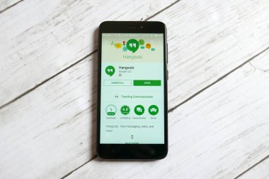 Kulim, Malezya - 11 Nisan 2018: Takıldığı bir yer uygulama bir android Google oyun deposu.