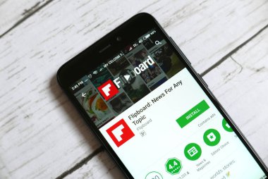 Kulim, Malezya - 11 Nisan 2018: Flipboard uygulama bir android Google oyun deposu.