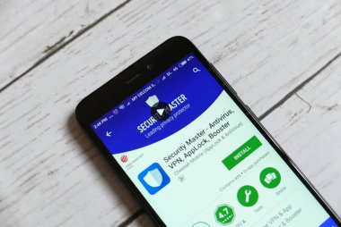 Kulim, Malezya - 11 Nisan 2018: Güvenlik ana uygulama bir android Google oyun deposu.