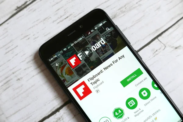 Kulim, Malezya - 11 Nisan 2018: Flipboard uygulama bir android Google oyun deposu.