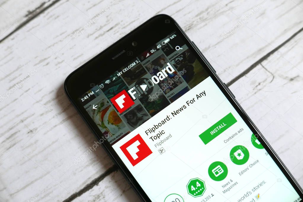 KULIM,MALAYSIA - APRIL 11TH,2018 : Flipboard application on an android Google Play Store.