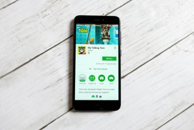 Kulim, Malezya - 11 Nisan 2018: My konuşurken Tom uygulama bir android Google oyun deposu.