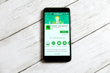 Kulim, Malezya - 11 Nisan 2018: Evernote uygulama bir android Google oyun deposu.