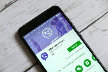 Kulim, Malezya - 11 Nisan 2018: Viber uygulama bir android Google oyun deposu.