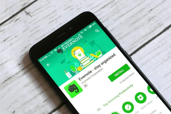 Кулим Малайзия Апреля 2018 Года Приложение Evernote Android Google Play — стоковое фото