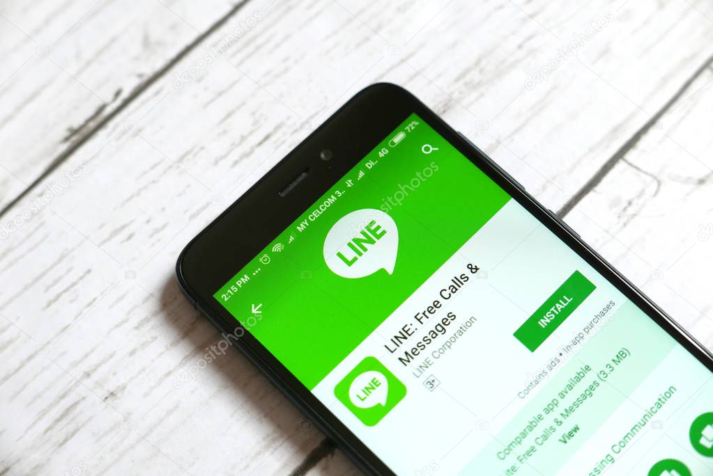 KULIM,MALAYSIA - APRIL 11TH,2018 : Line application on Google Play Store.The service is operated by Line Corporation, a Japanese subsidiary of the South Korean internet search giant Naver Corporation.