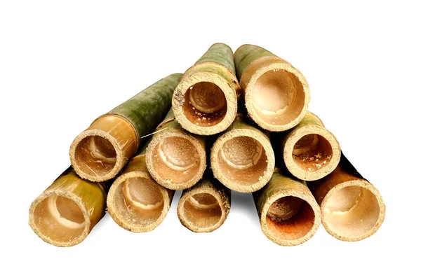 Ihålig Bambu För Att Göra Lemang Isolerad Vit Bakgrund Lemang — Stockfoto