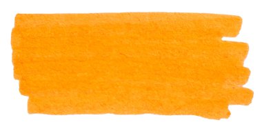 El çizimi turuncu fosforlu fırça darbesi, kabataslak desenli soyut karalama, beyaz arka planda izole edilmiş..