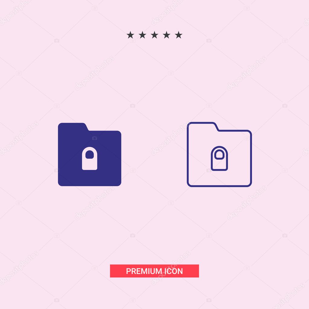 Protected folder vector pictogram illustration isolated on white background