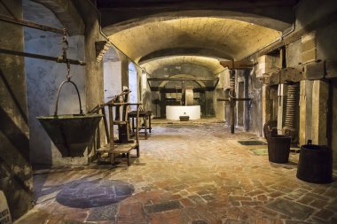 Pitigliano, ortaçağ köyü, Toskana - Ital yılı eski yağ fabrikası