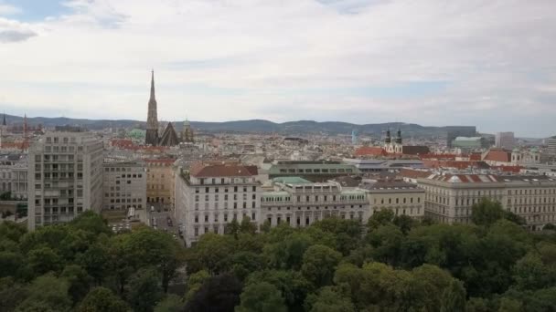 Havadan görünümü Viyana Katedrali ve cityscape City, Vienna, Avusturya — Stok video