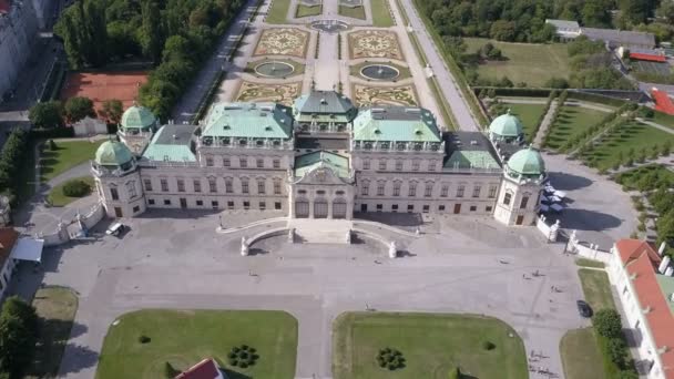 Flygfoto över slottet Belvedere. Ven. Vienna. Wien. Österrike. — Stockvideo